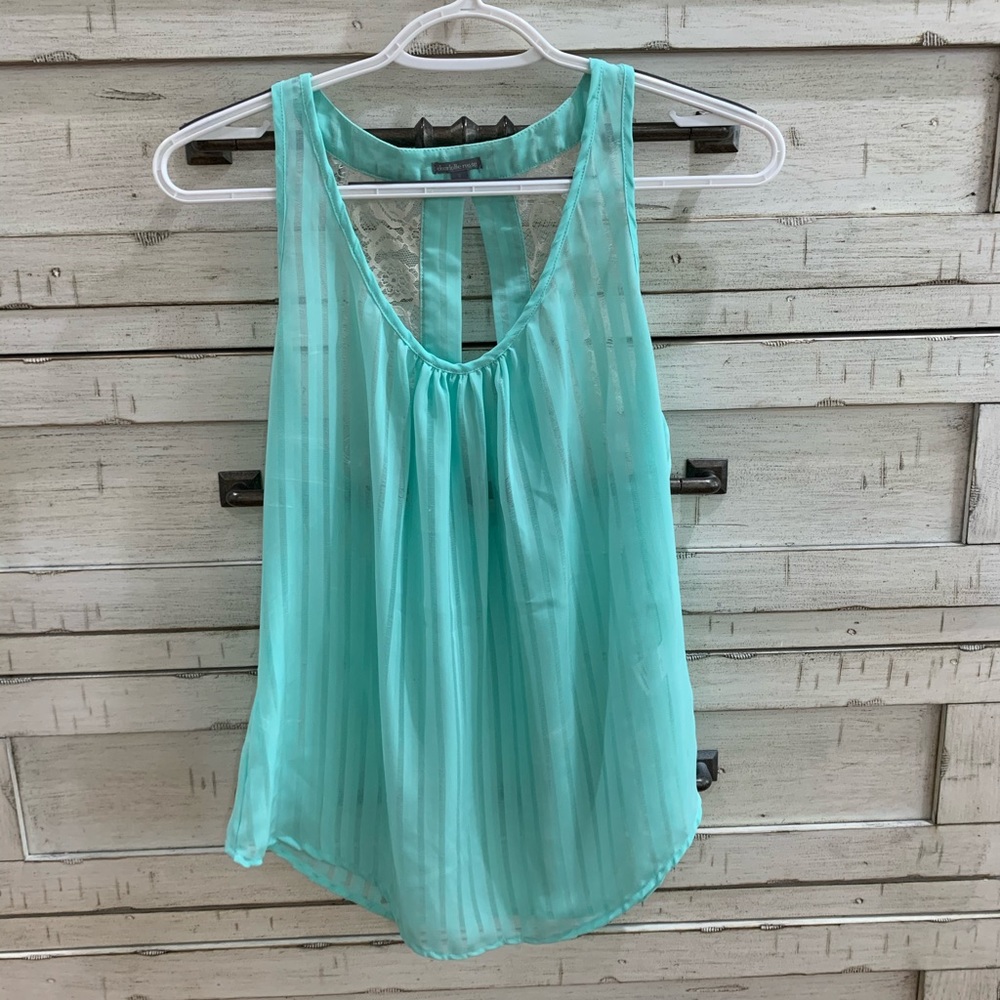 Sheer tank w/ lace accent
